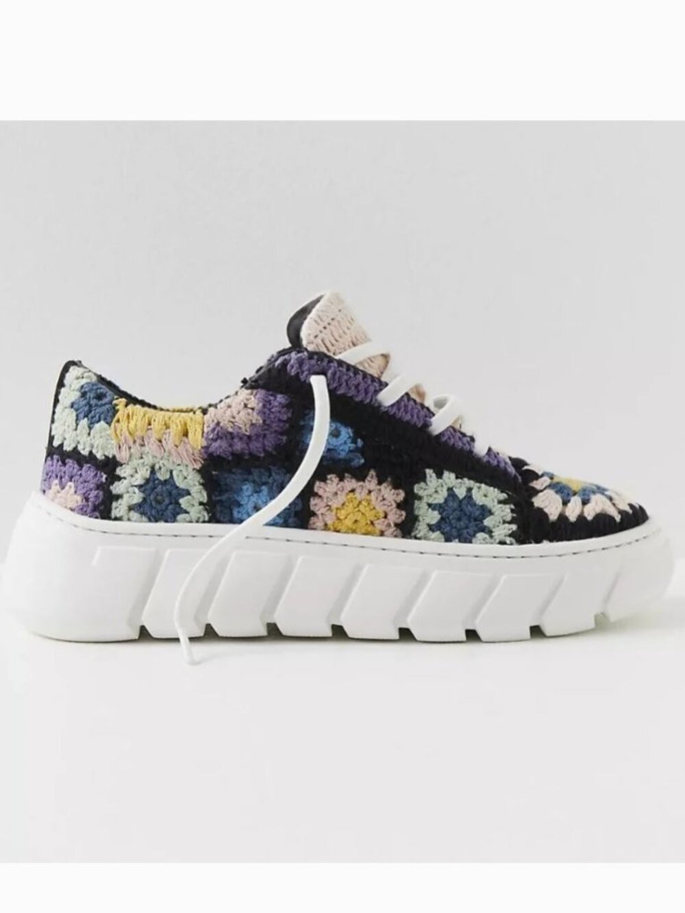 Free People Catch Me If You Can Crochet Sneakers Sz 38 Platform Boho